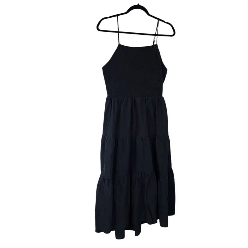 Universal Threads Midi Dress XXL black Tiered Boho Open Back Resort